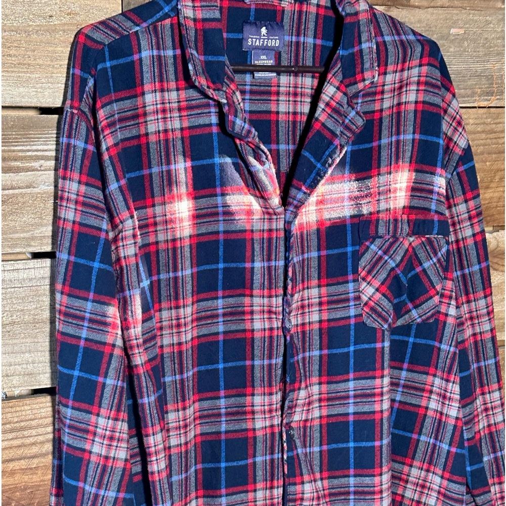 STAFFORD XXL Regular Fit Blue and Red Plaid Print